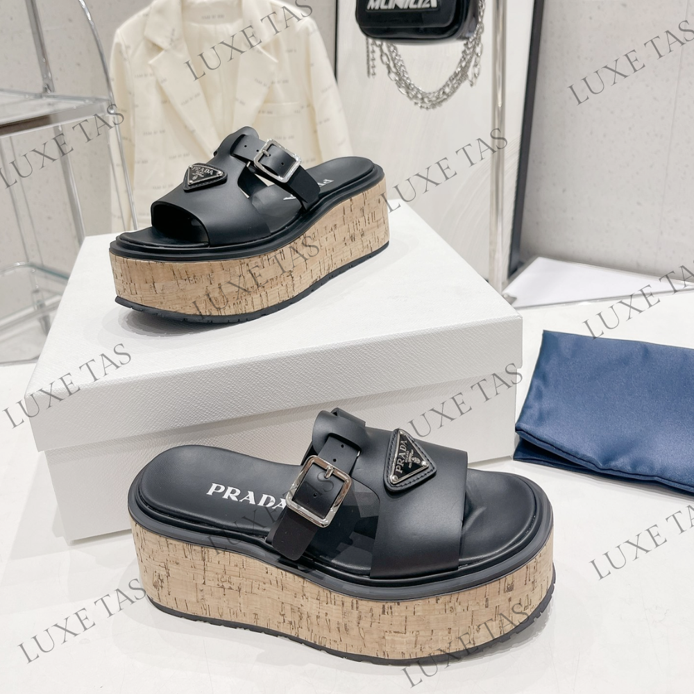 Black Rubber Wedge Platform Sandals - Designer Slides & Sandals for Women