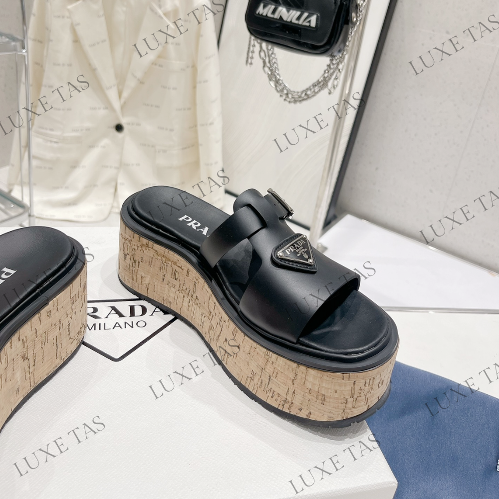 Black Rubber Wedge Platform Sandals - Designer Slides & Sandals for Women