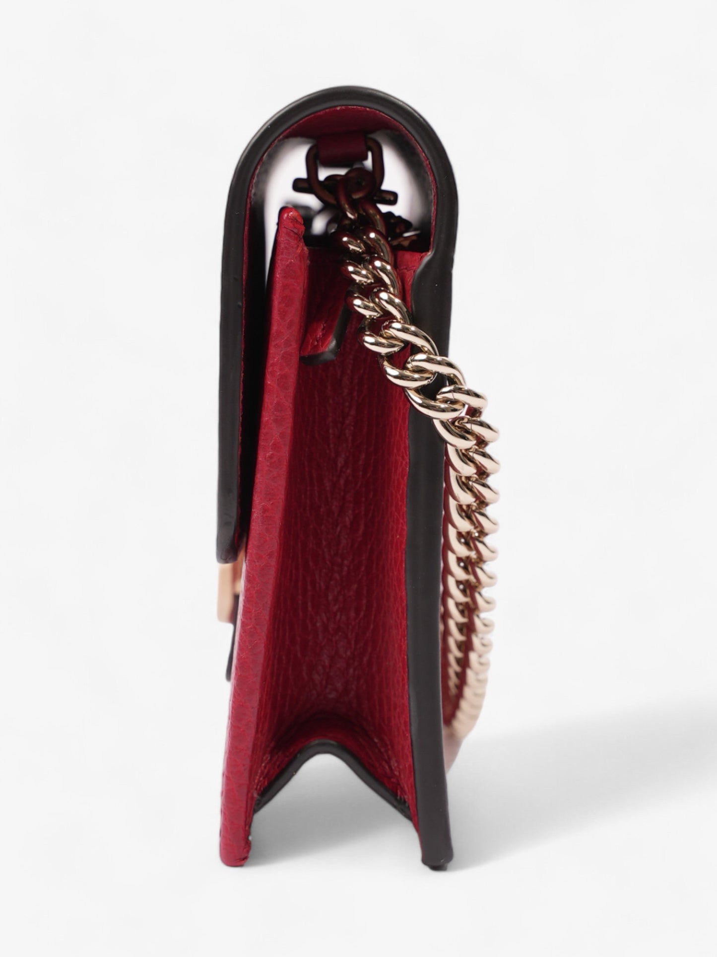 Gucci Interlocking G Flap Chain Wallet Red Leather