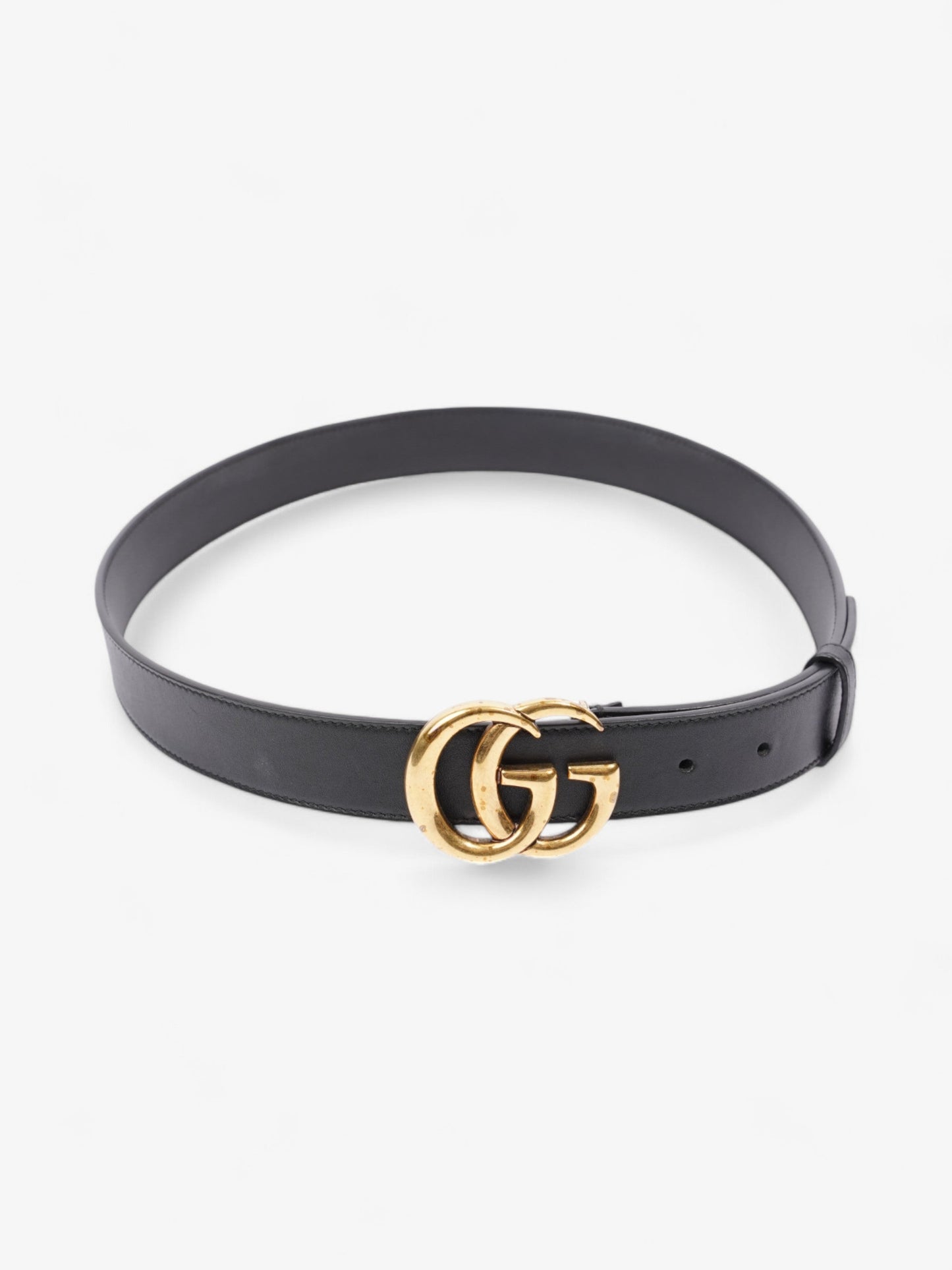 Gucci GG Marmont Thin Belt Black / Gold Leather 85cm / 34"