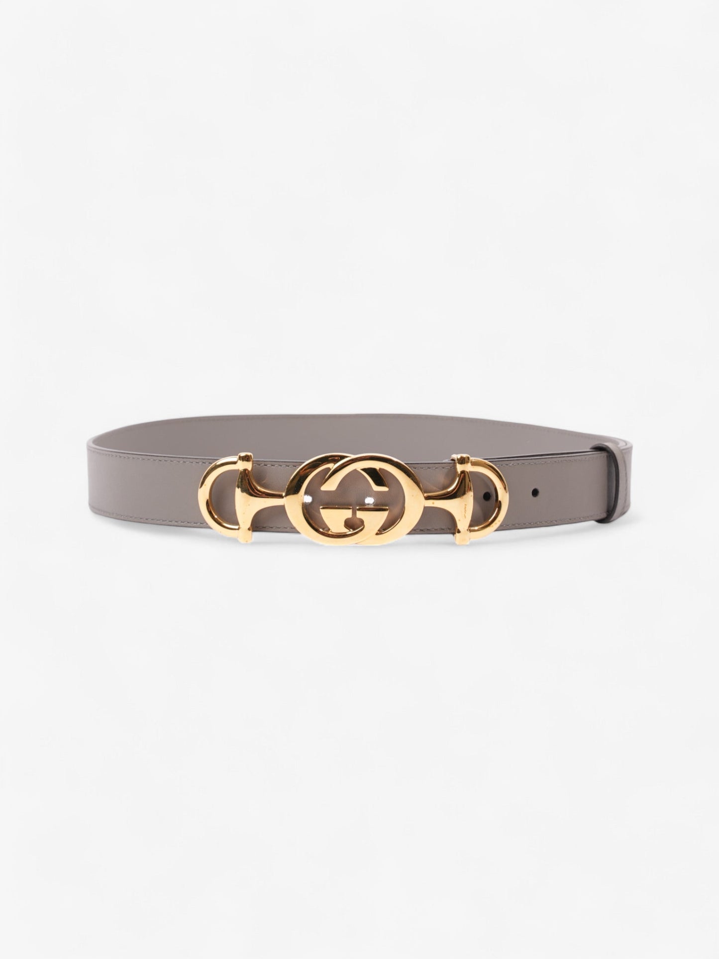 Gucci Horsebit Belt Grey / Gold Leather 85cm / 34"