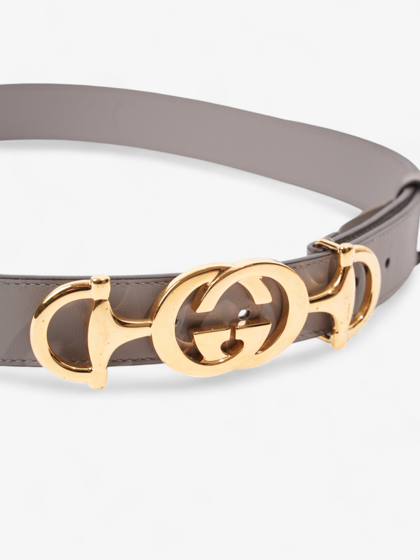 Gucci Horsebit Belt Grey / Gold Leather 85cm / 34"