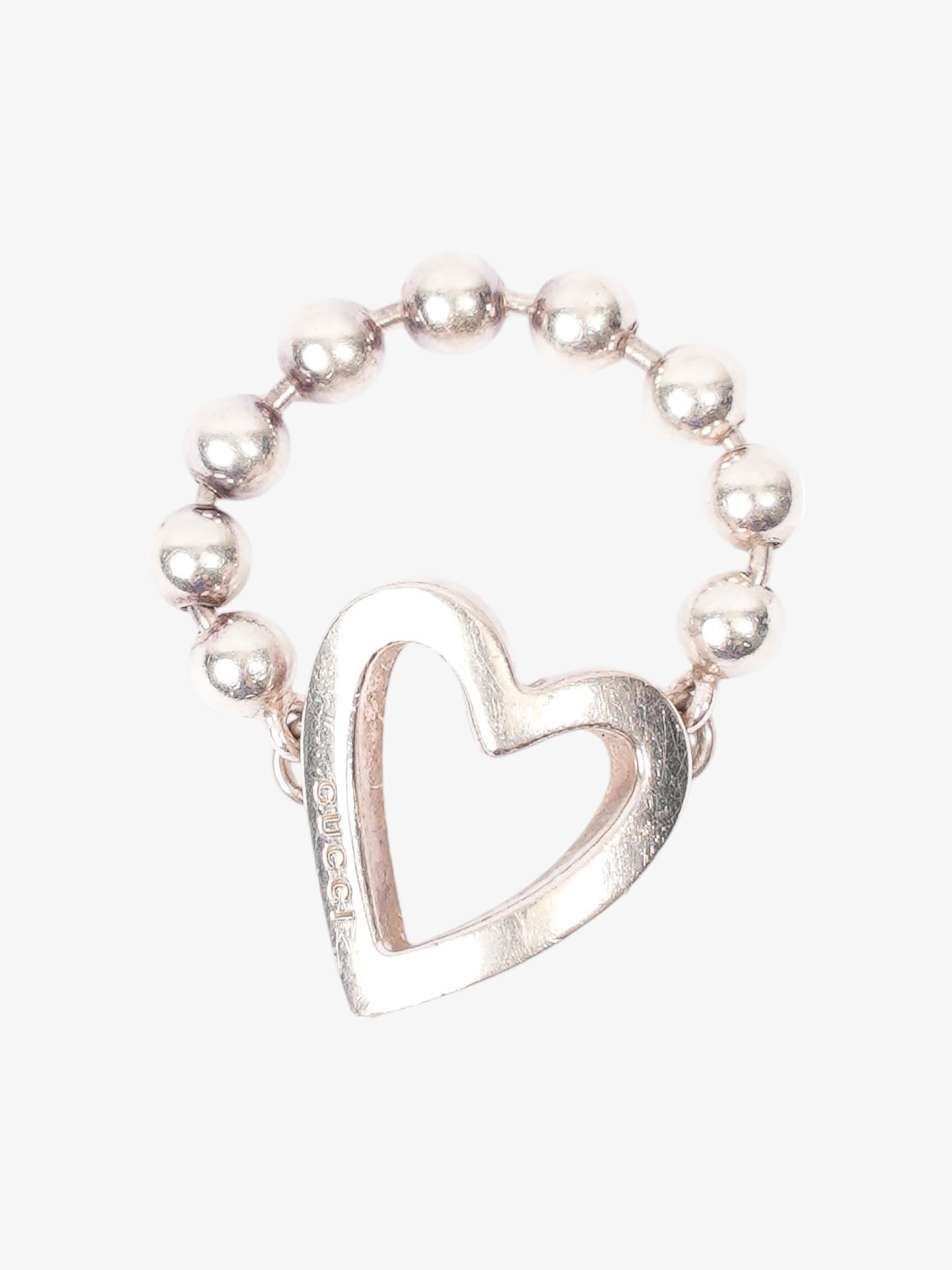 Gucci Heart Bead Ring Silver Silver Sterling 16 (Circumference - 56mm)