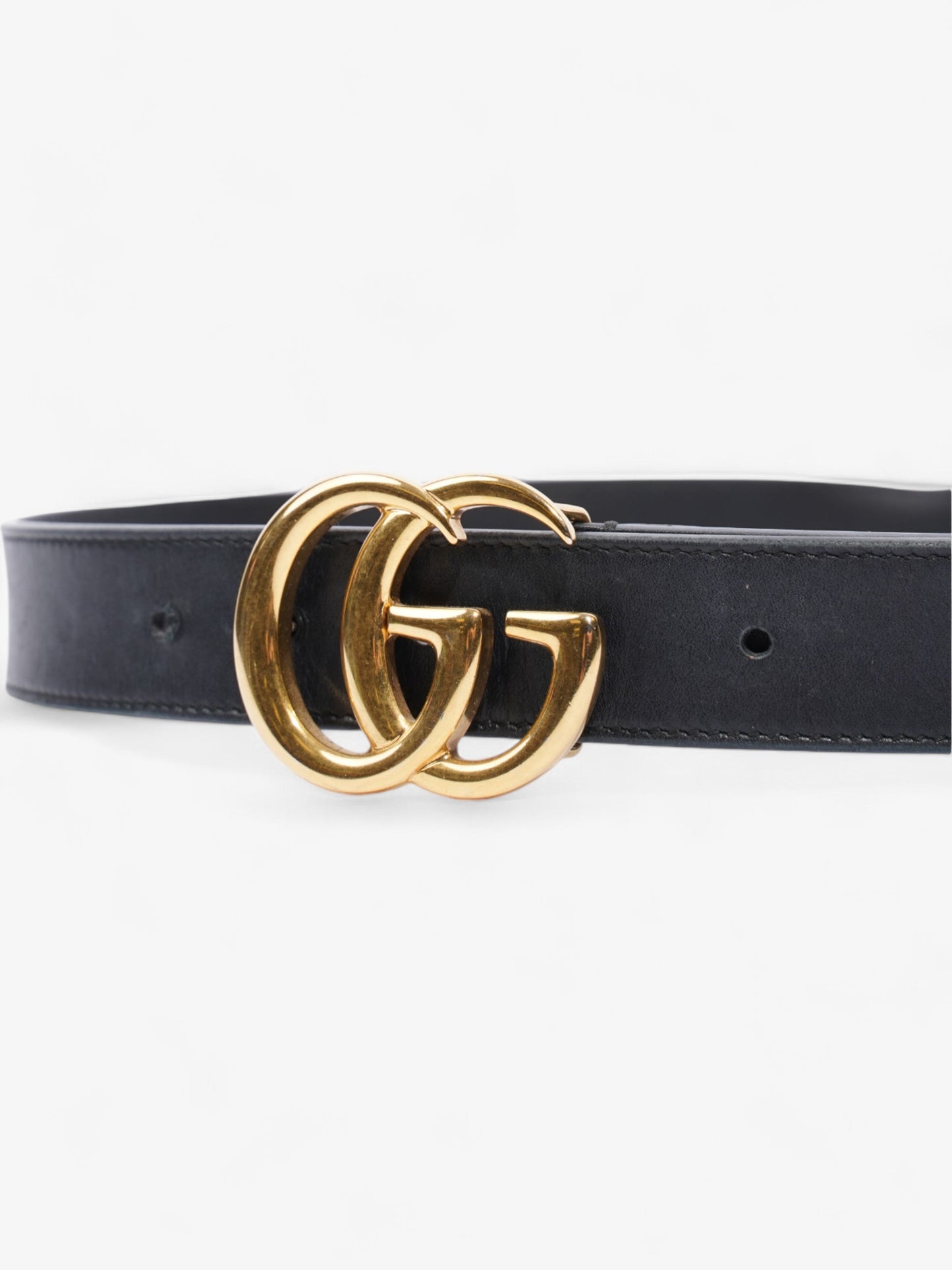 Gucci GG Marmont Belt Black / Gold Leather 70cm / 28"