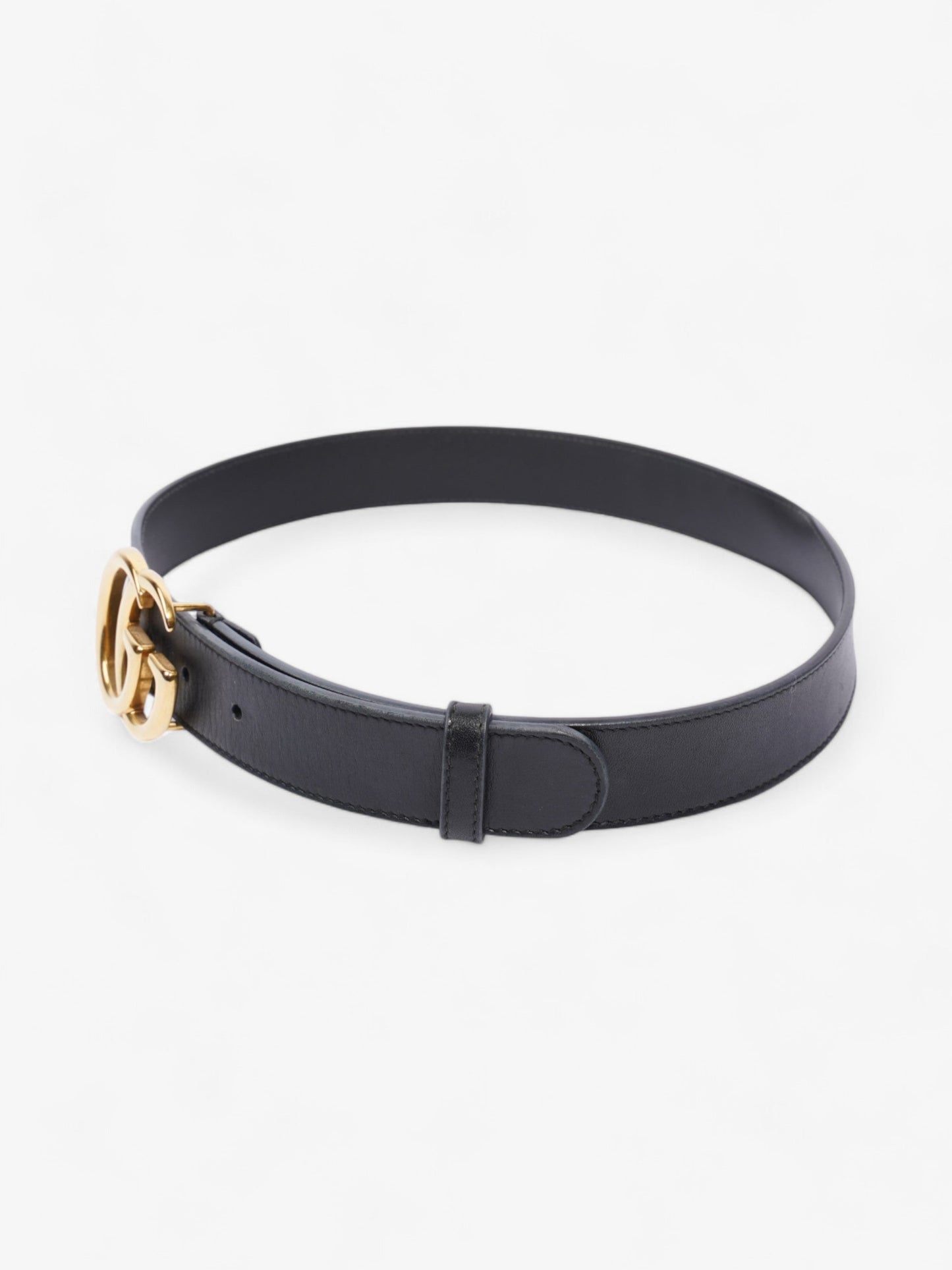 Gucci GG Marmont Belt Black / Gold Leather 70cm / 28"