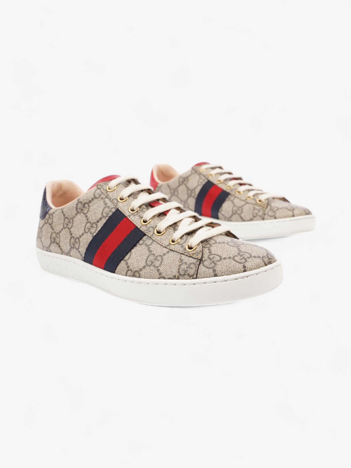 Gucci GG Supreme Ace Beige  / Navy / Red Canvas EU 38 UK 5