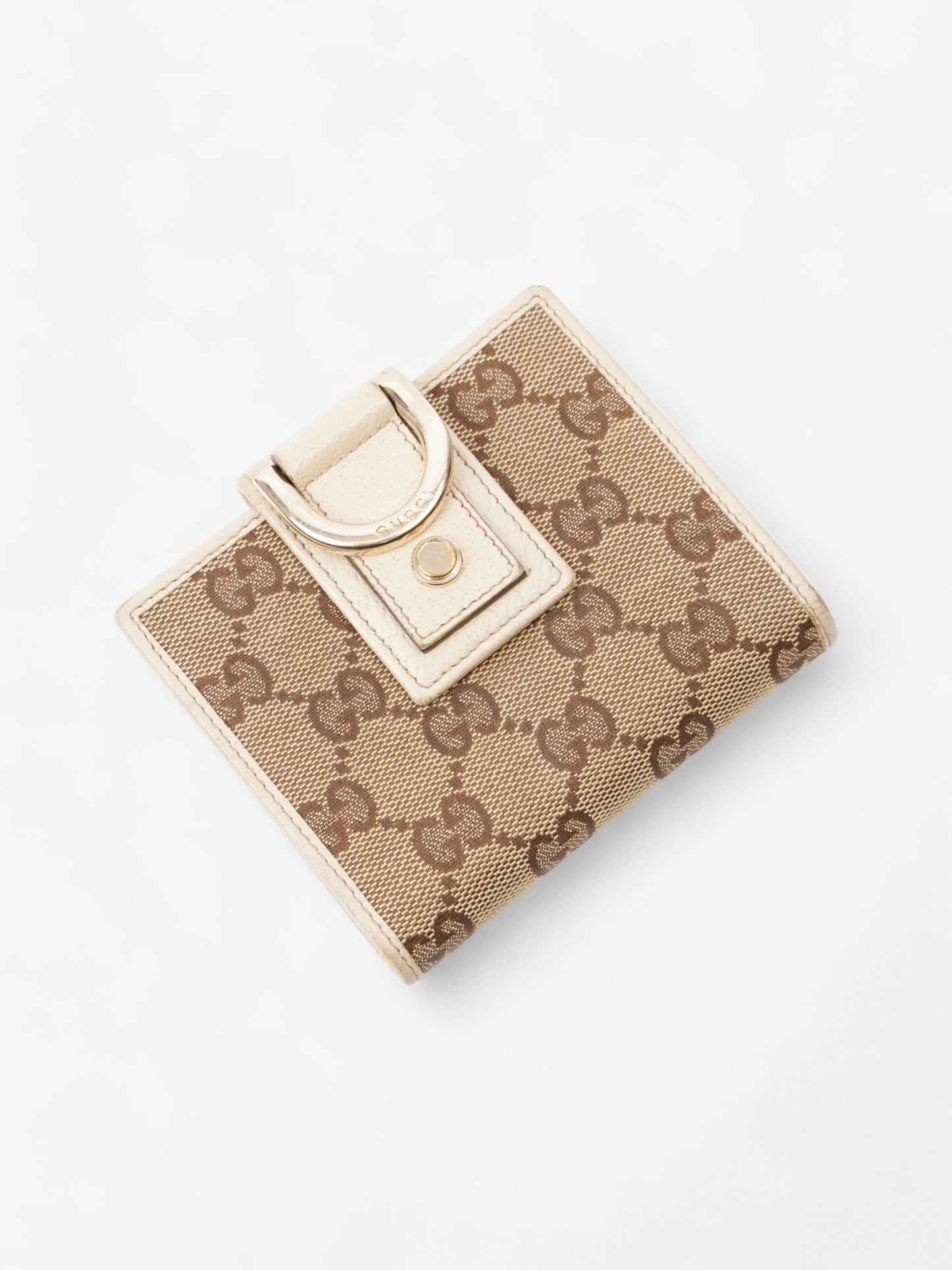 Gucci D-Ring Compact Wallet GG Supreme / Beige Canvas