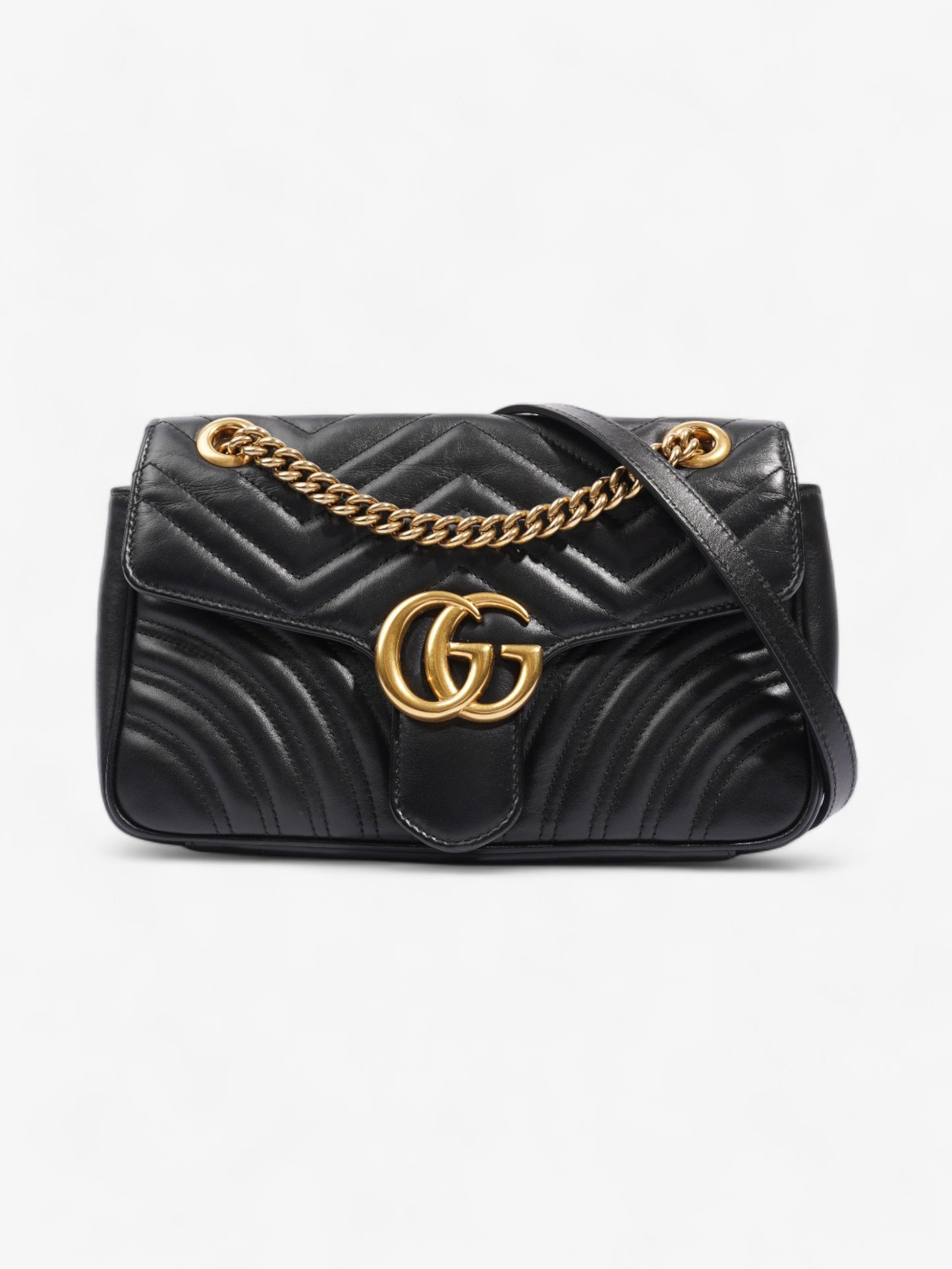 Gucci GG Marmont Flap Black Matelasse Leather Small