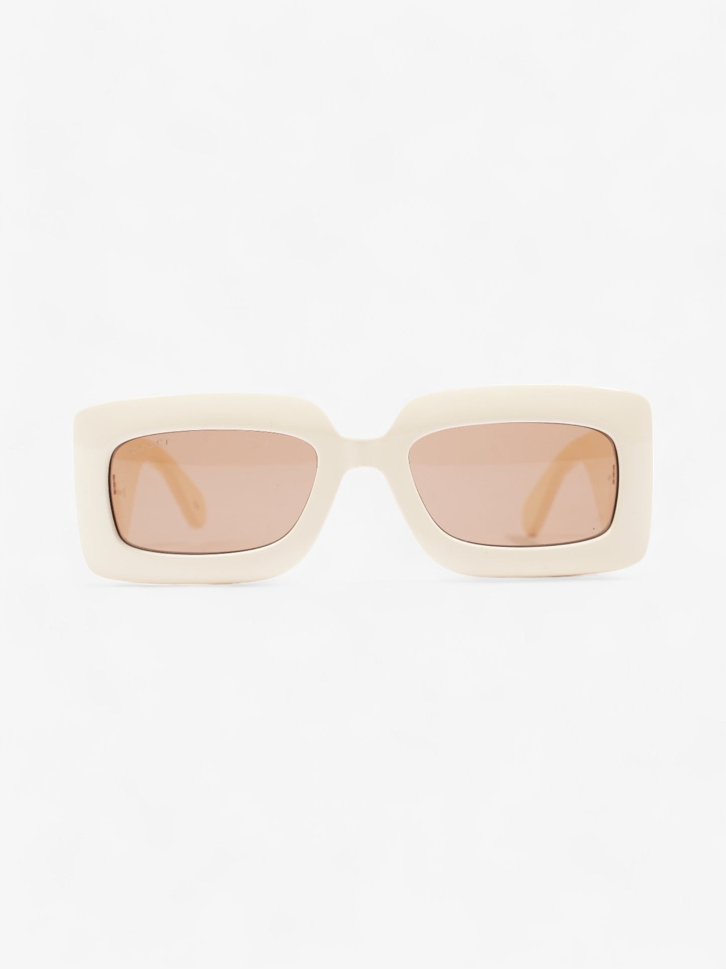 Gucci GG Logo Quilted Rectangular Sunglasses Cream Acetate 145mm