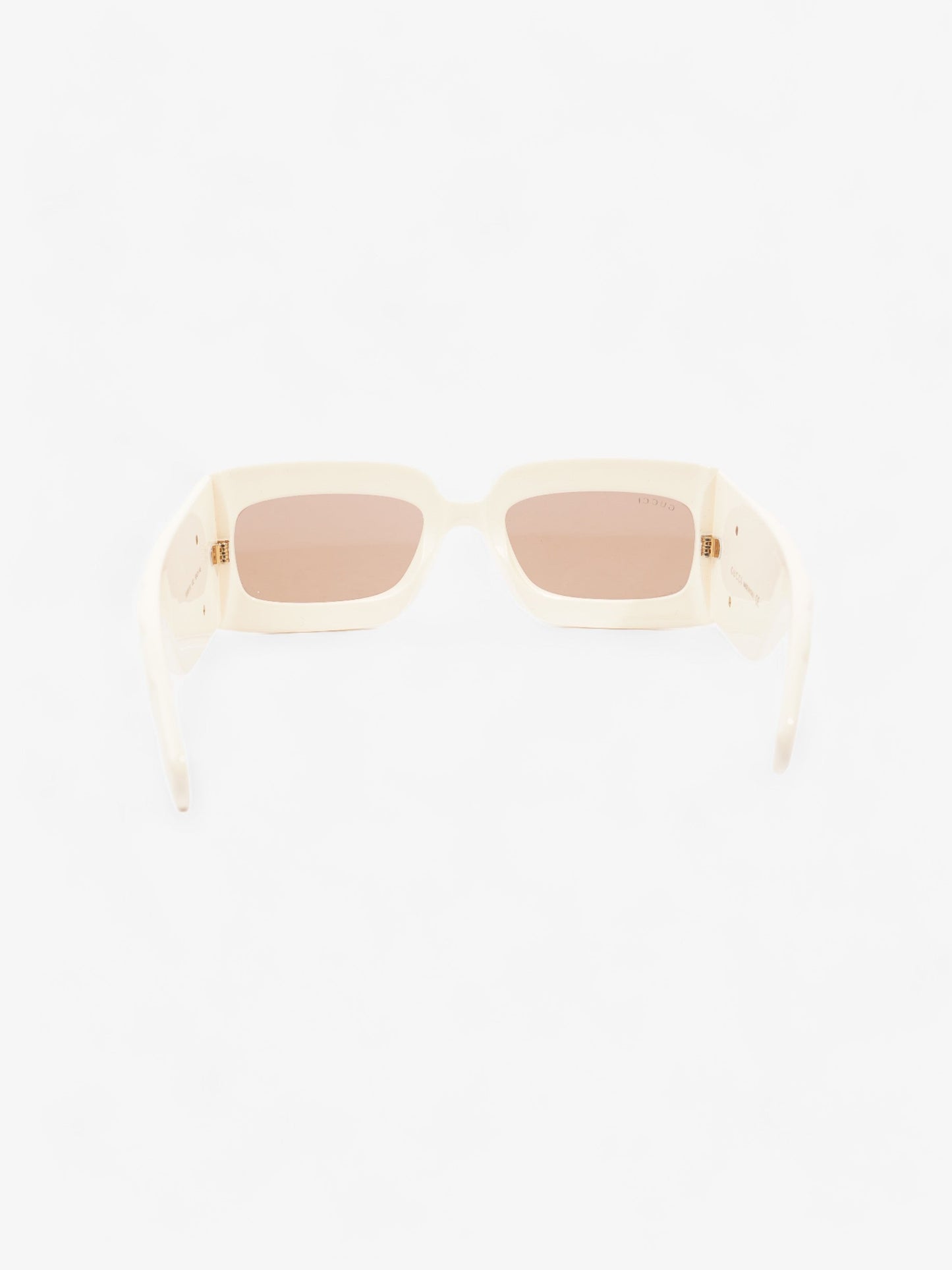 Gucci GG Logo Quilted Rectangular Sunglasses Cream Acetate 145mm