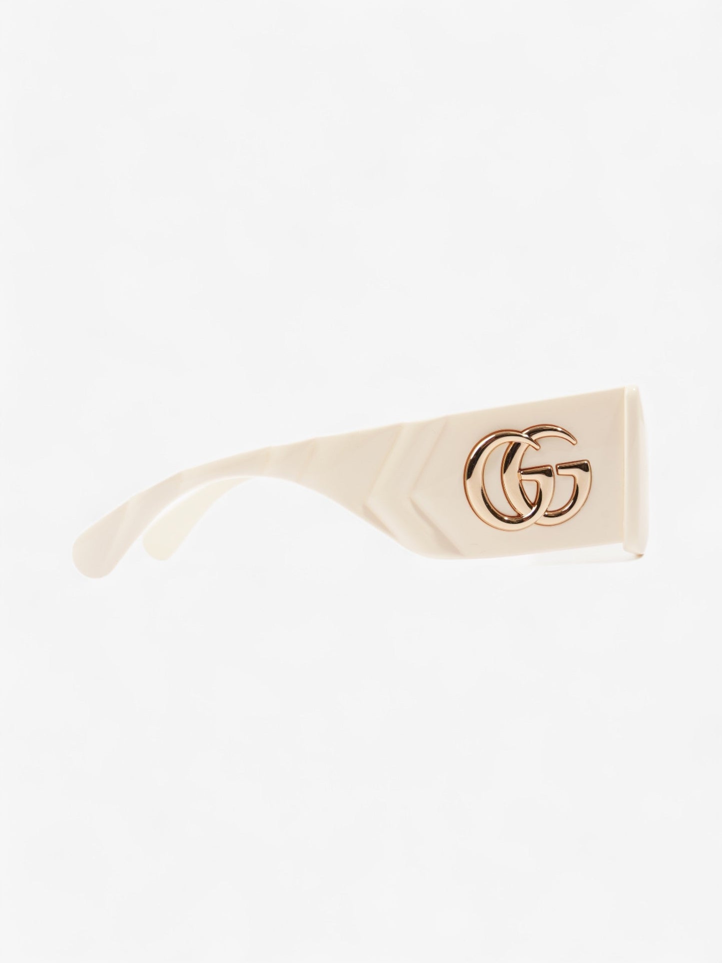 Gucci GG Logo Quilted Rectangular Sunglasses Cream Acetate 145mm