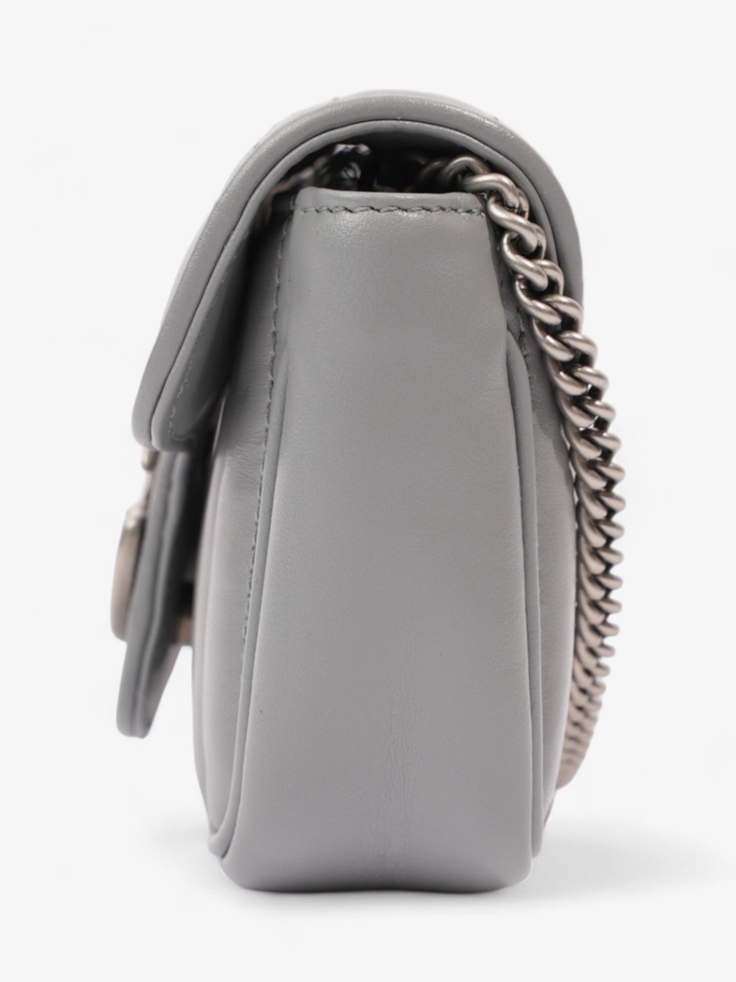 Gucci GG Marmont Grey Matelasse Leather Super Mini