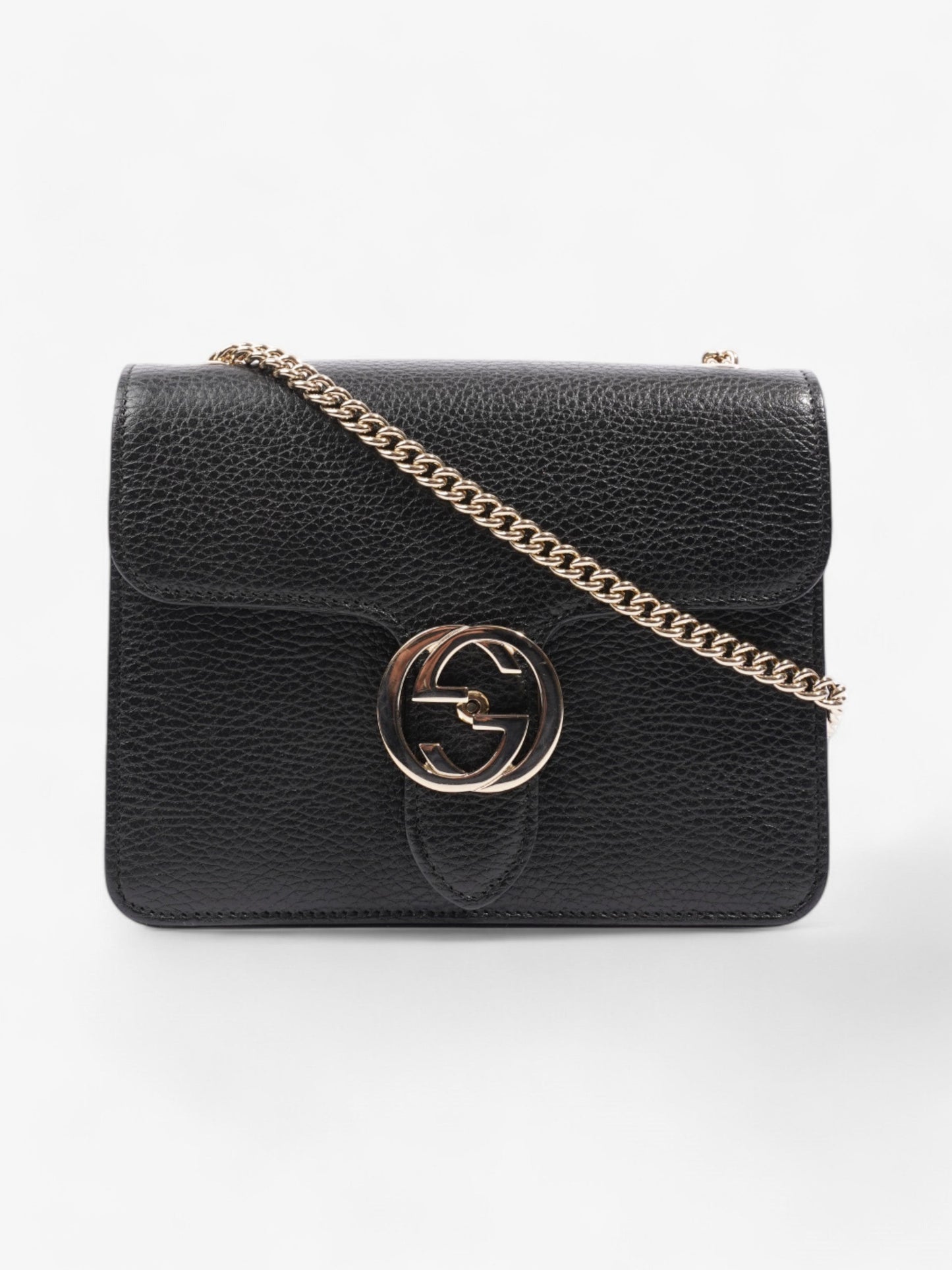 Gucci Dollar Interlocking G Black Calfskin Leather Small