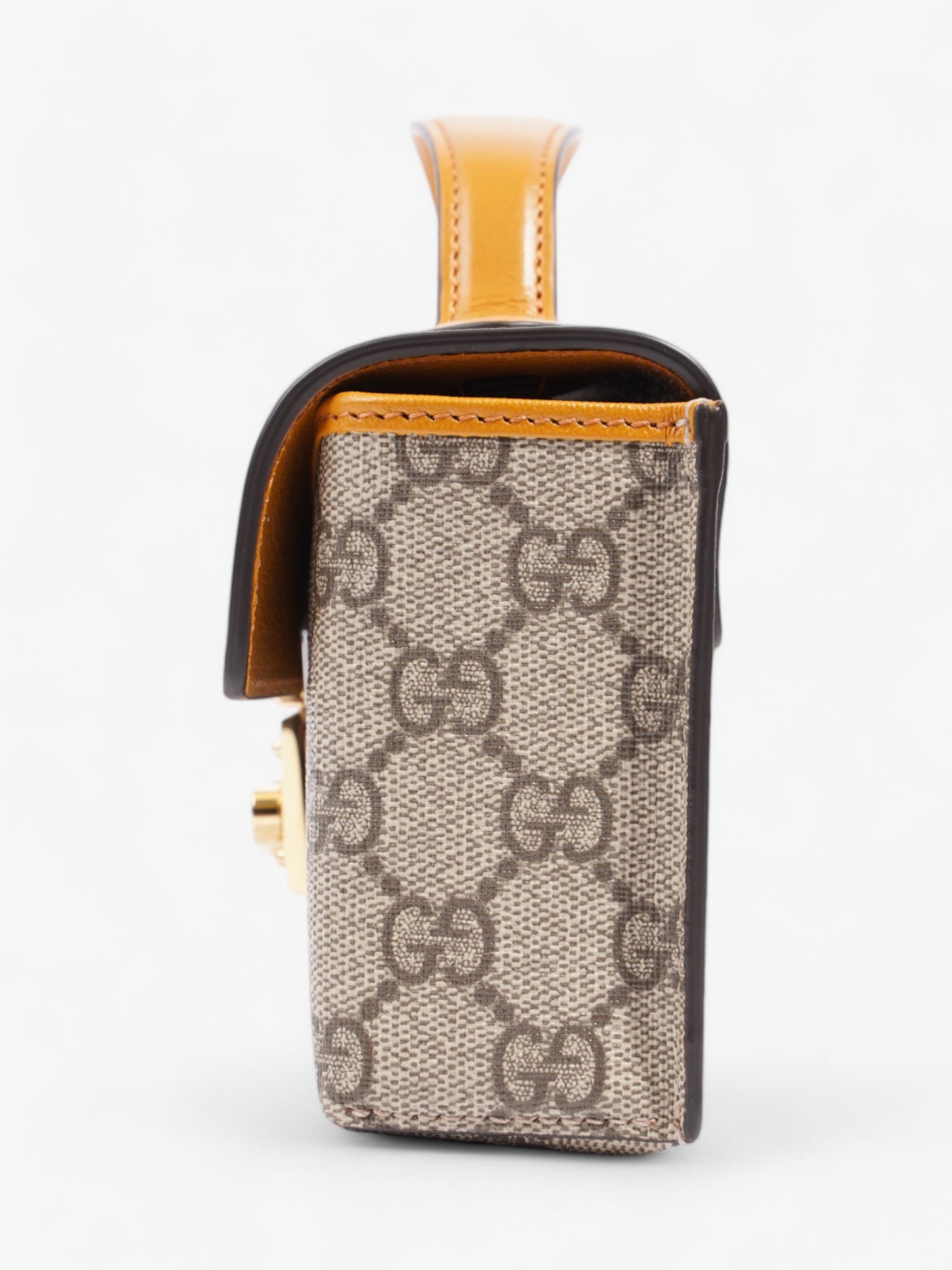 Gucci Padlock Top Handle GG Supreme / Cream / Mustard Calfskin Leather Mini