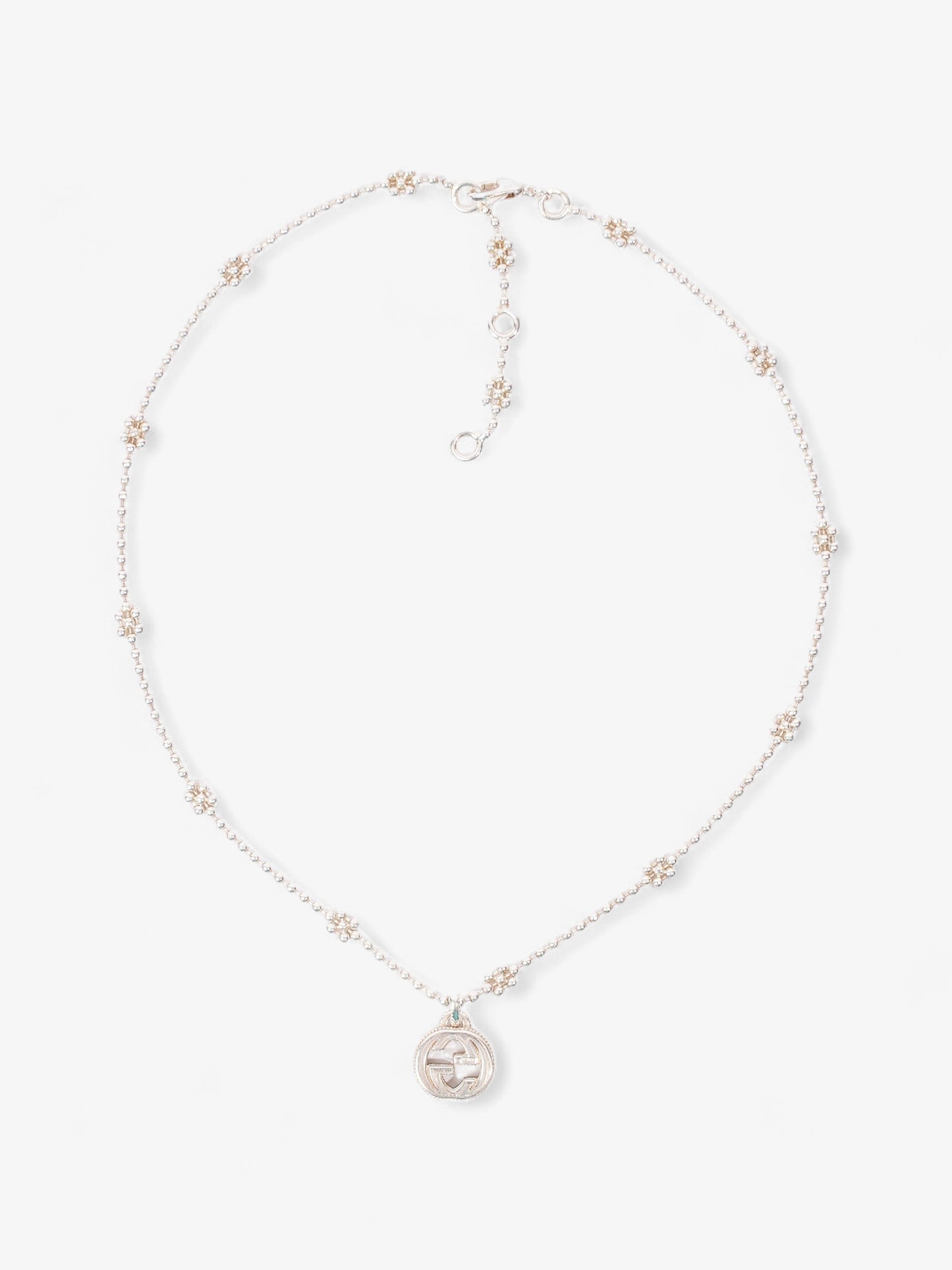 Gucci Interlocking G Necklace with Flower Silver Silver Sterling