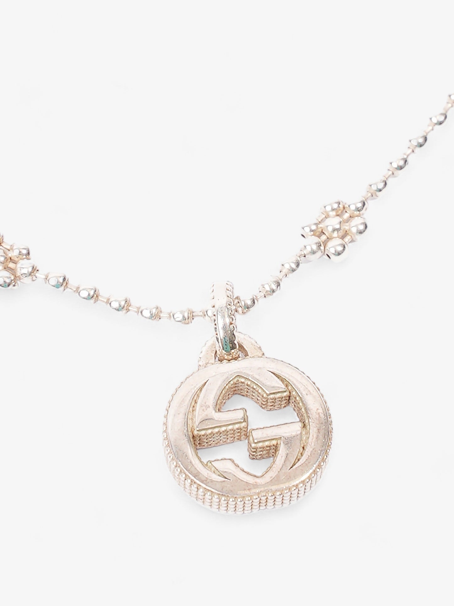 Gucci Interlocking G Necklace with Flower Silver Silver Sterling