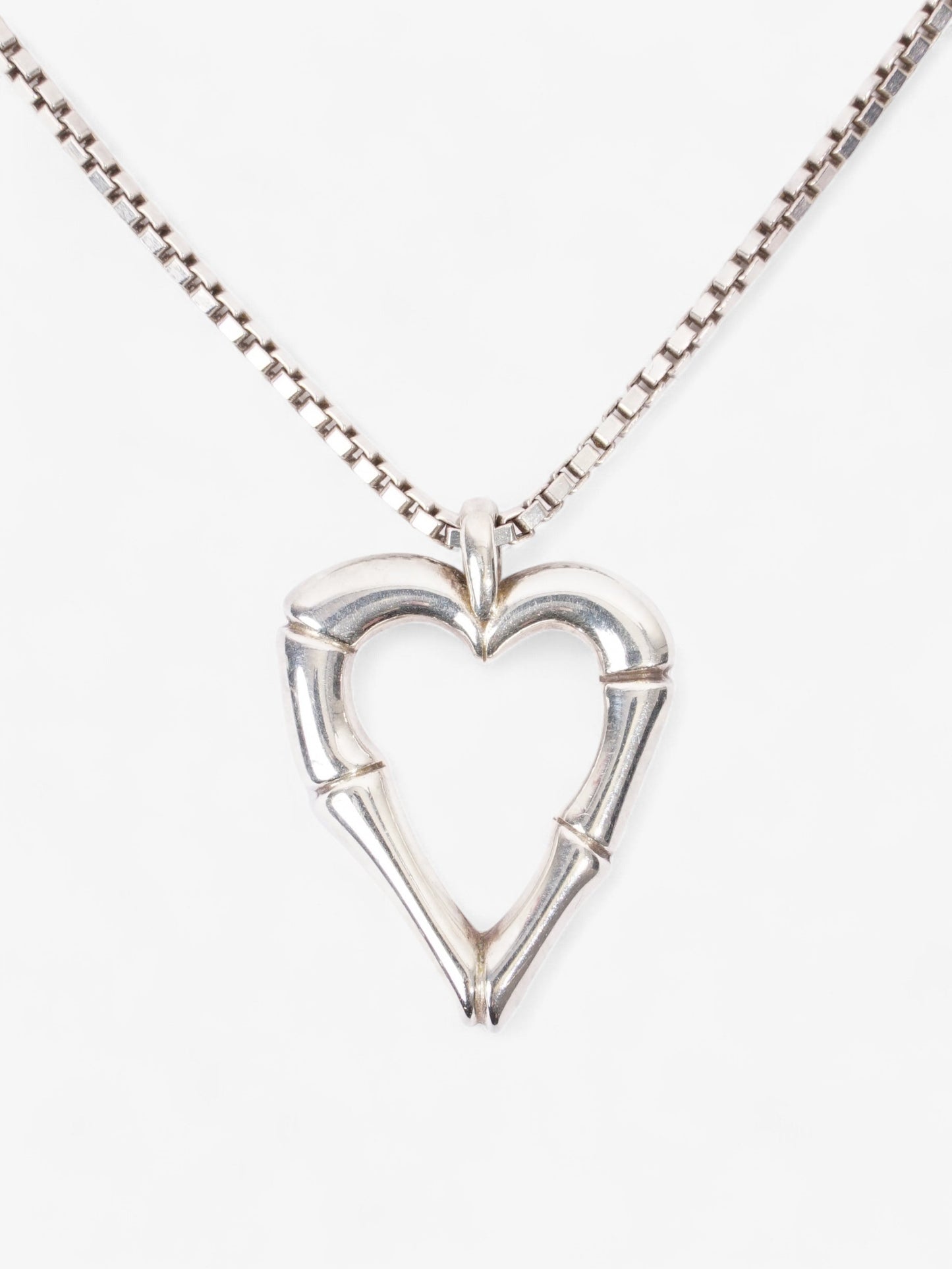 Gucci Bamboo Heart Pendant Necklace Silver Silver Sterling