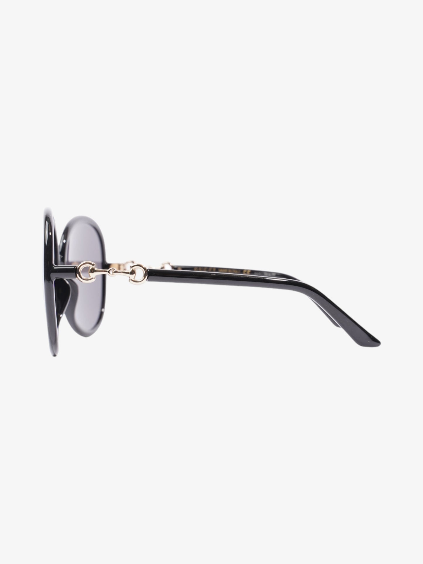 Gucci Horsebit Oversized Sunglasses Black / Gold Acetate 140mm