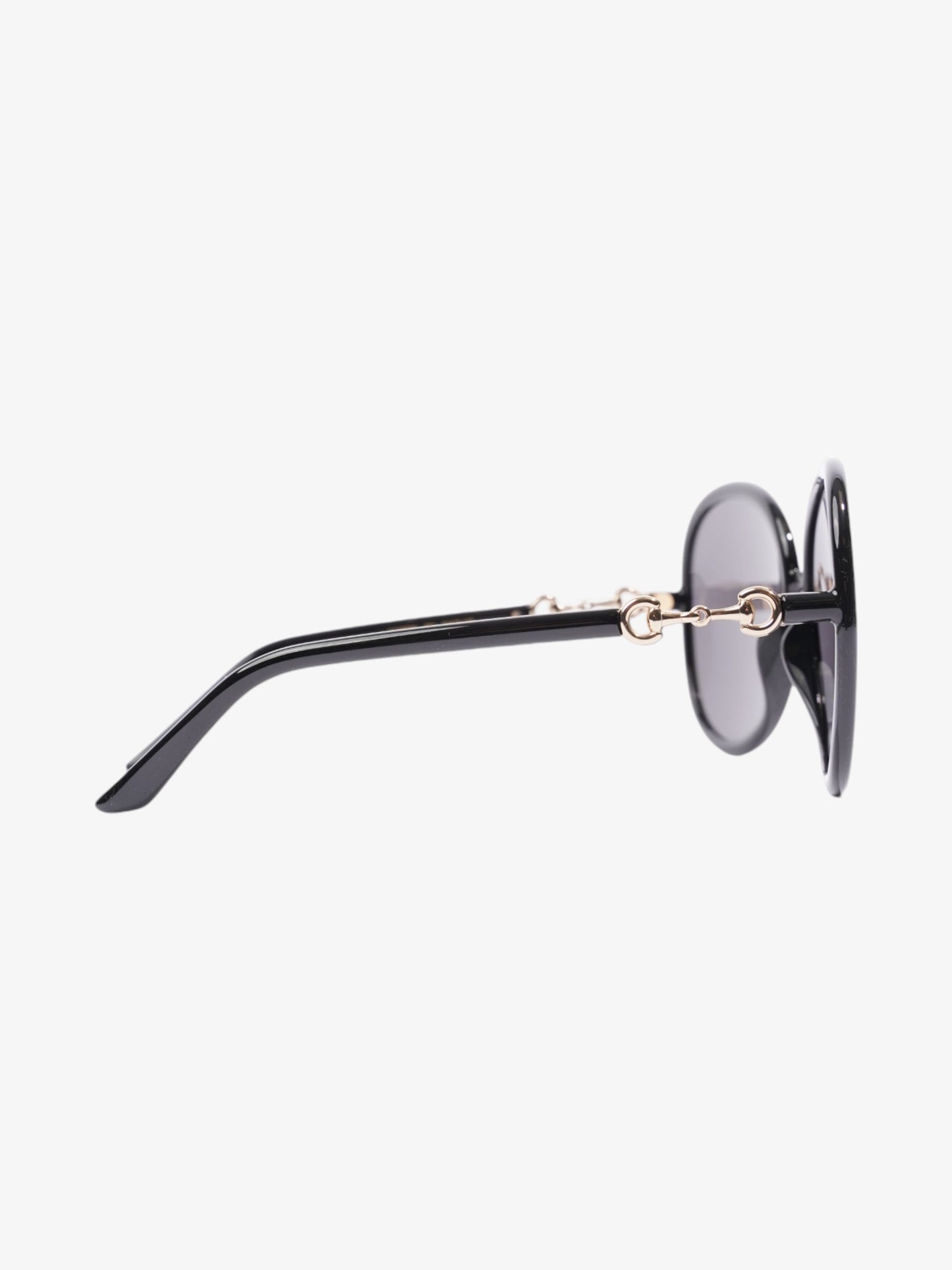 Gucci Horsebit Oversized Sunglasses Black / Gold Acetate 140mm