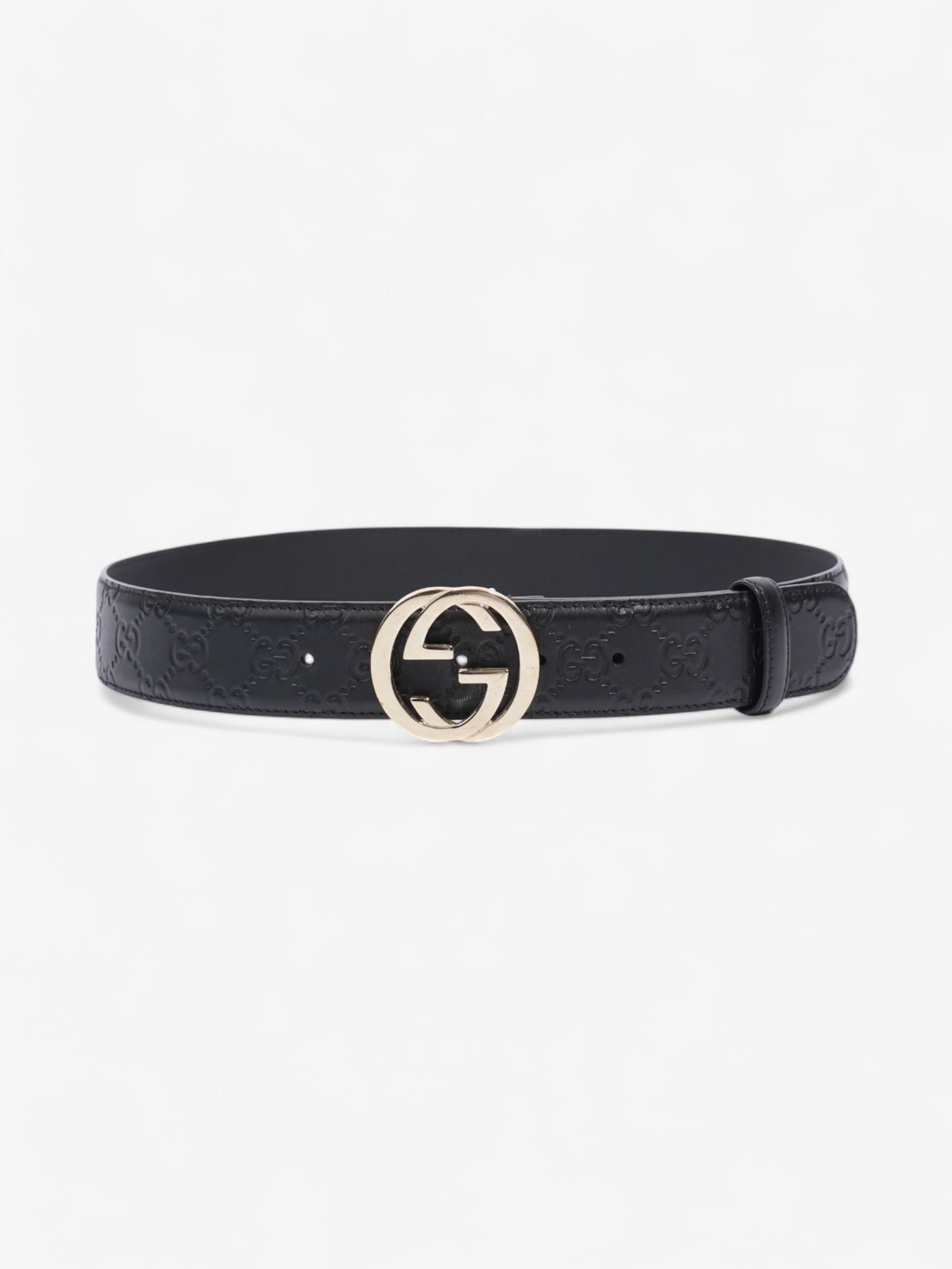 Gucci Interlocking G Belt Black / Light Gold Leather 80cm / 32"