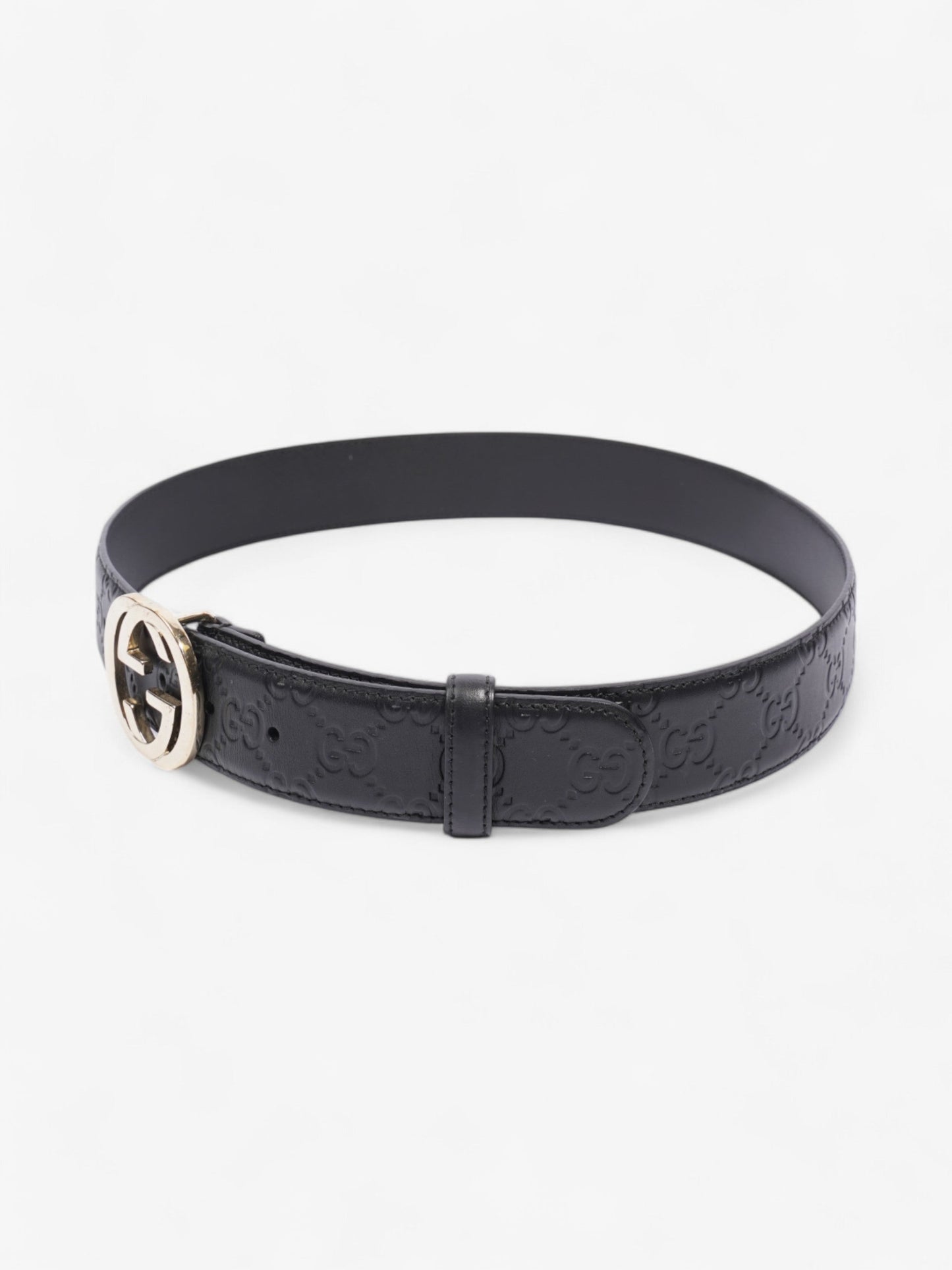 Gucci Interlocking G Belt Black / Light Gold Leather 80cm / 32"