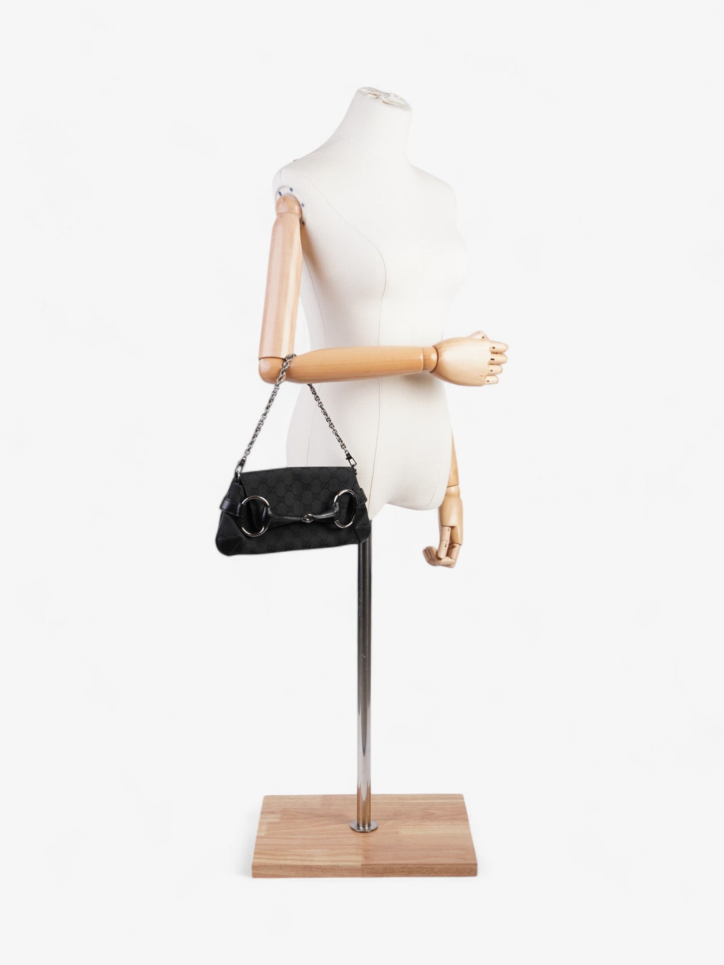 Gucci GG Horsebit Chain Black Canvas