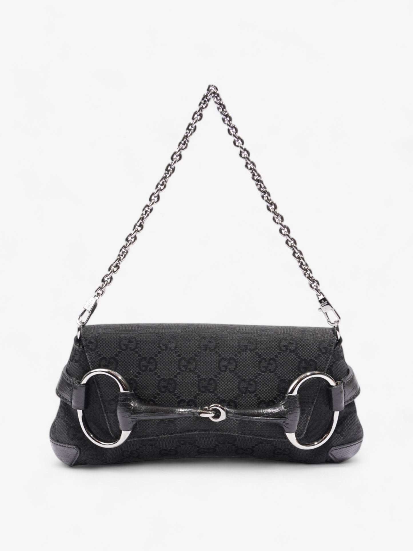 Gucci GG Horsebit Chain Black Canvas
