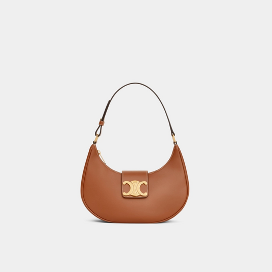Tan Ava Triomphe Soft Bag In Smooth Calfskin Leather Shoulder Bag for Women
