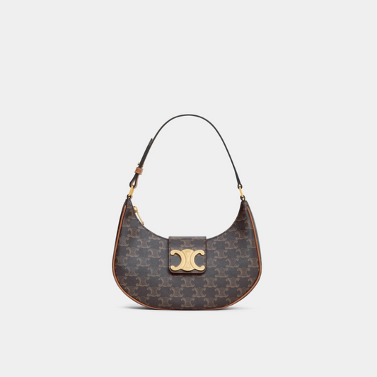 Tan Ava Triomphe Soft Bag In Triomphe Canvas And Calfskin Leather Shoulder Bag for Women