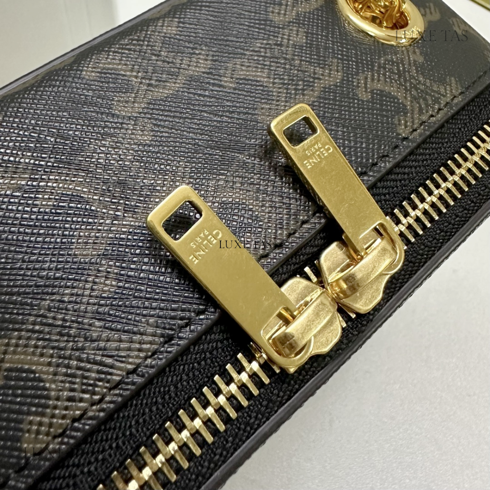 Tan Box On Chain Cuir Triomphe In Triomphe Canvas And Calfskin Leather Shoulder Bag for Women
