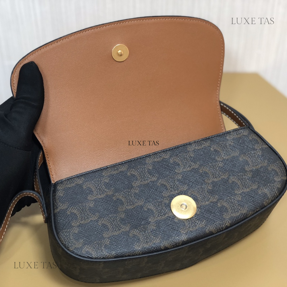 Tan Clutch On Strap Tabou In Triomphe Canvas And Calfskin Leather Mini Bag for Women