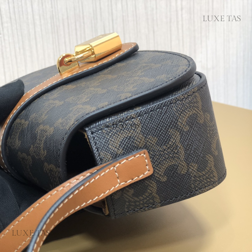 Tan Clutch On Strap Tabou In Triomphe Canvas And Calfskin Leather Mini Bag for Women