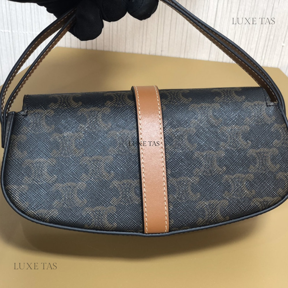 Tan Clutch On Strap Tabou In Triomphe Canvas And Calfskin Leather Mini Bag for Women