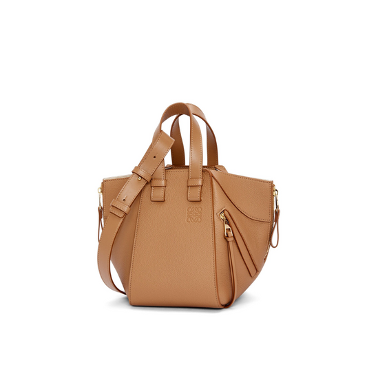 Tan Compact Hammock Bag In Soft Grained Calfskin Leather Crossbody Bag for Women