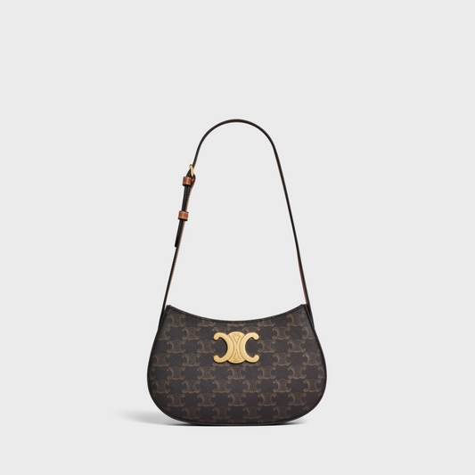 Tan Medium Tilly Bag In Triomphe Canvas And Calfskin Leather Shoulder Bag for Women