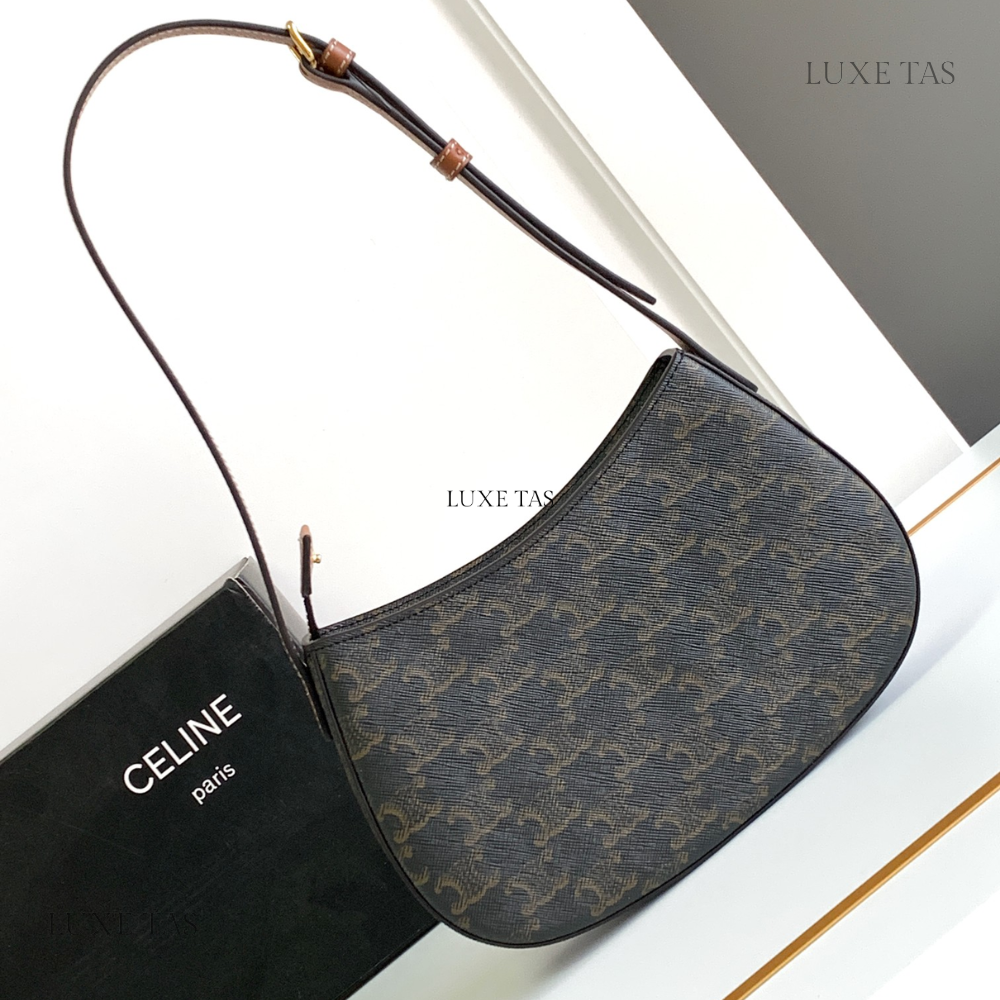 Tan Medium Tilly Bag In Triomphe Canvas And Calfskin Leather Shoulder Bag for Women
