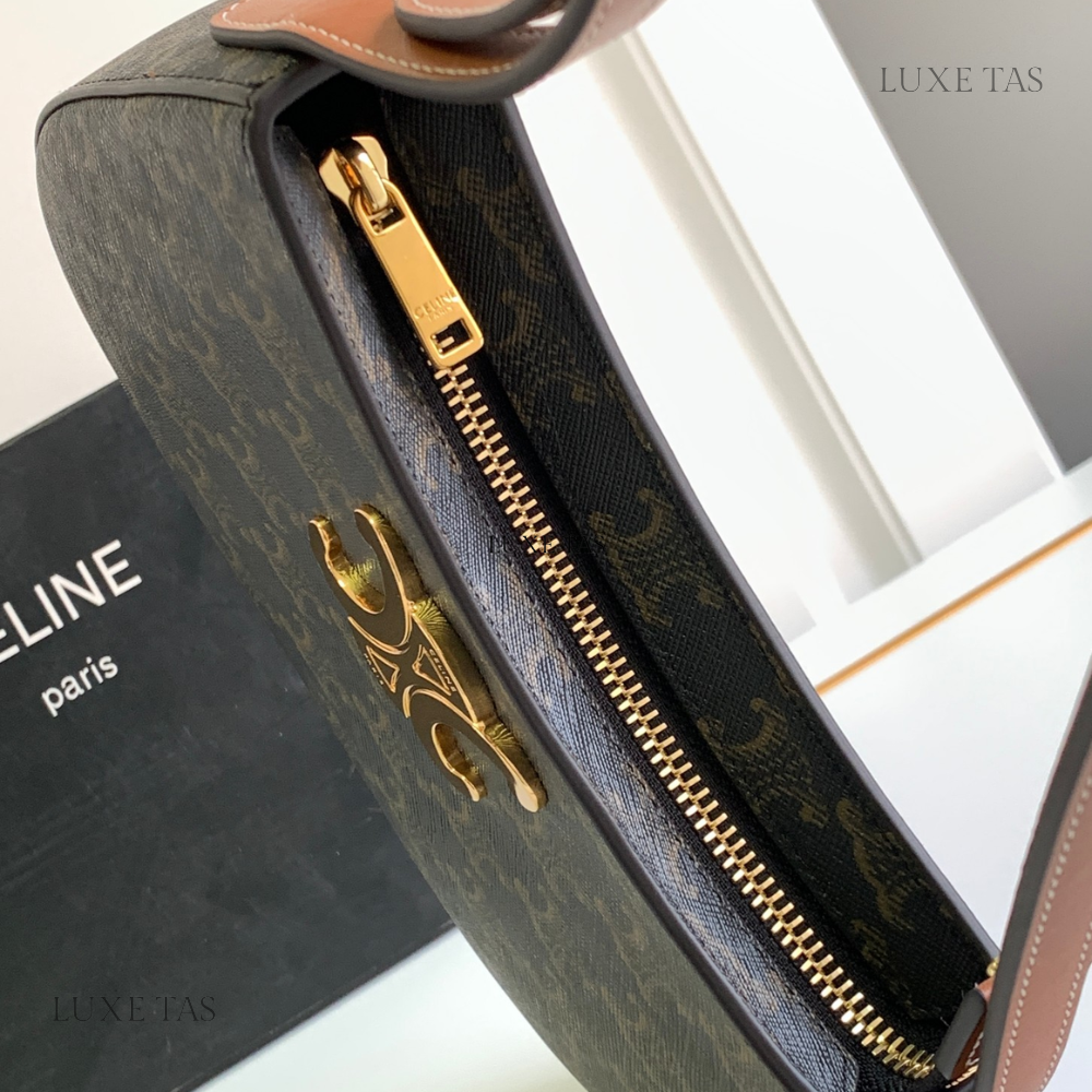 Tan Medium Tilly Bag In Triomphe Canvas And Calfskin Leather Shoulder Bag for Women