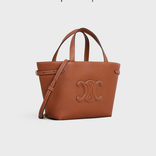Tan Mini Cabas Anais Cuir Triomphe In Grained Calfskin Leather Handbag for Women
