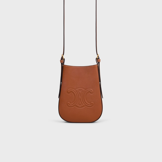 Tan Phone Pouch Heloise In Supple Calfskin Leather Crossbody Bag for Women