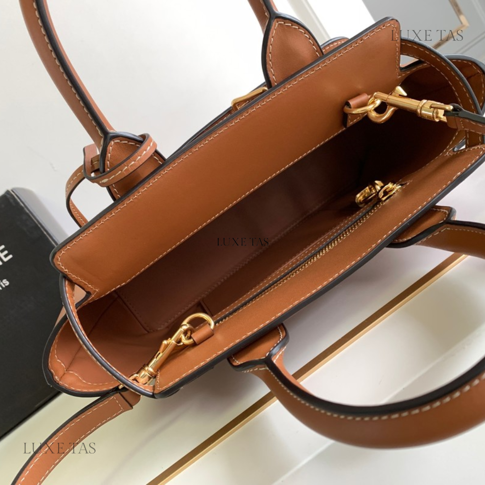 Tan Teen C*line Conti Bag In Natural Calfskin Leather Handbag for Women