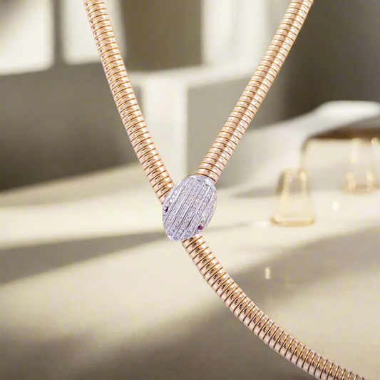Tessitore Gold Diamond Snake Necklace