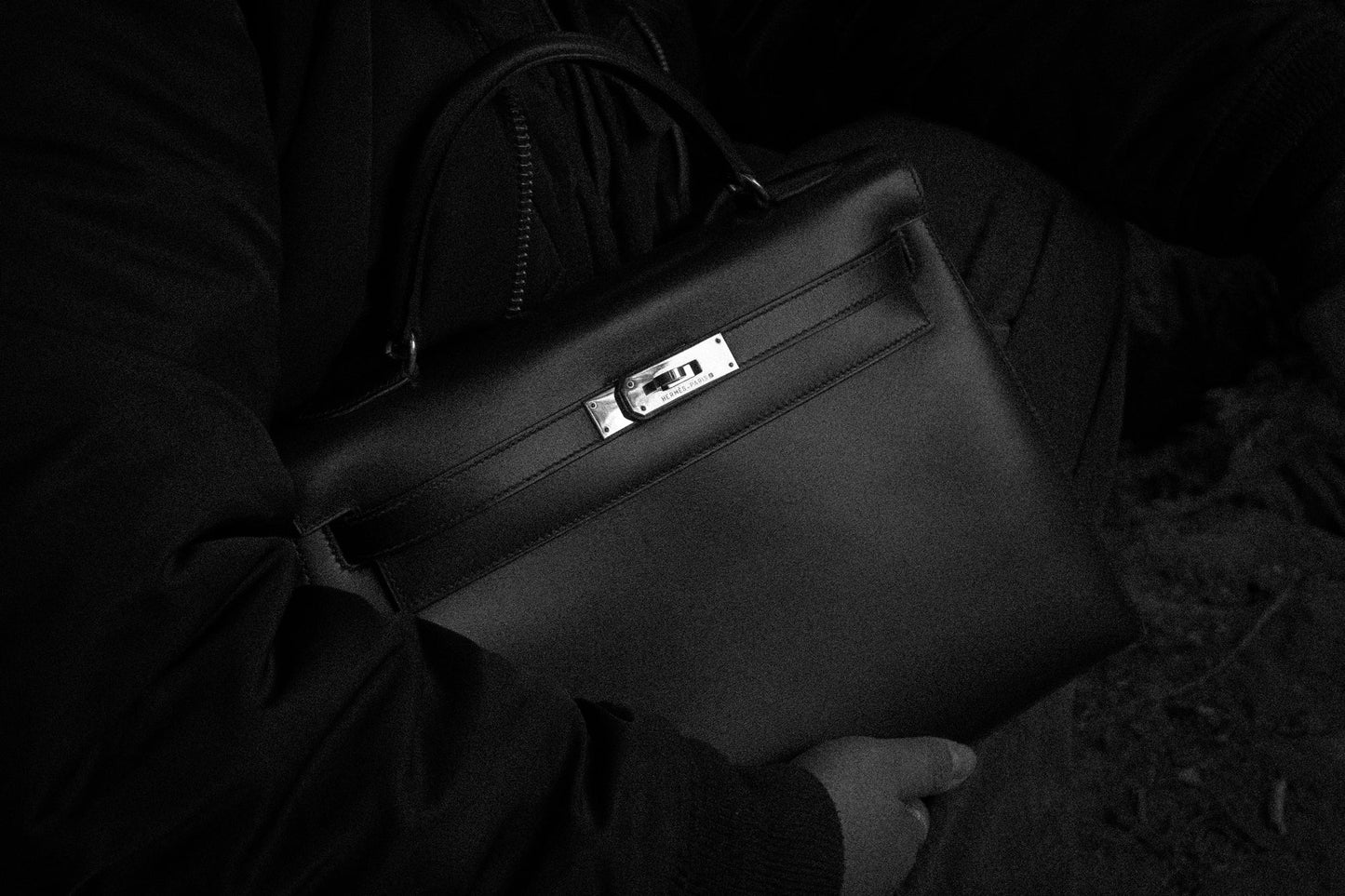 Hermes Vintage Kelly 32 Black Boxcalf Leather