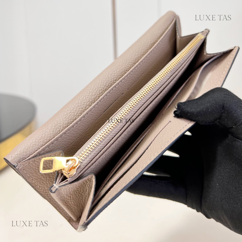 Tourterelle Monogram Empreinte Leather Sarah Wallet Leather Wallet for Women