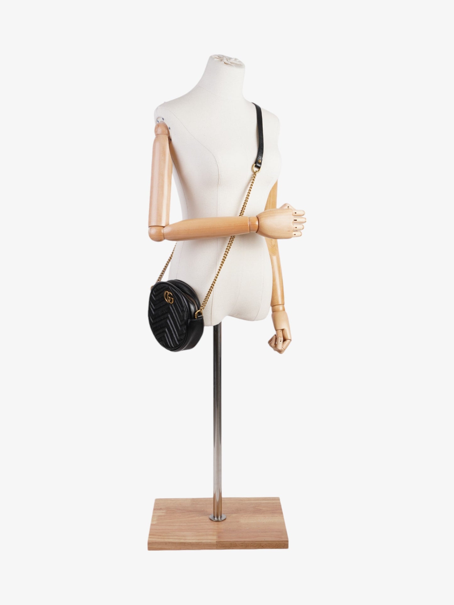 Gucci Marmont Round Bag Black Matelasse Leather