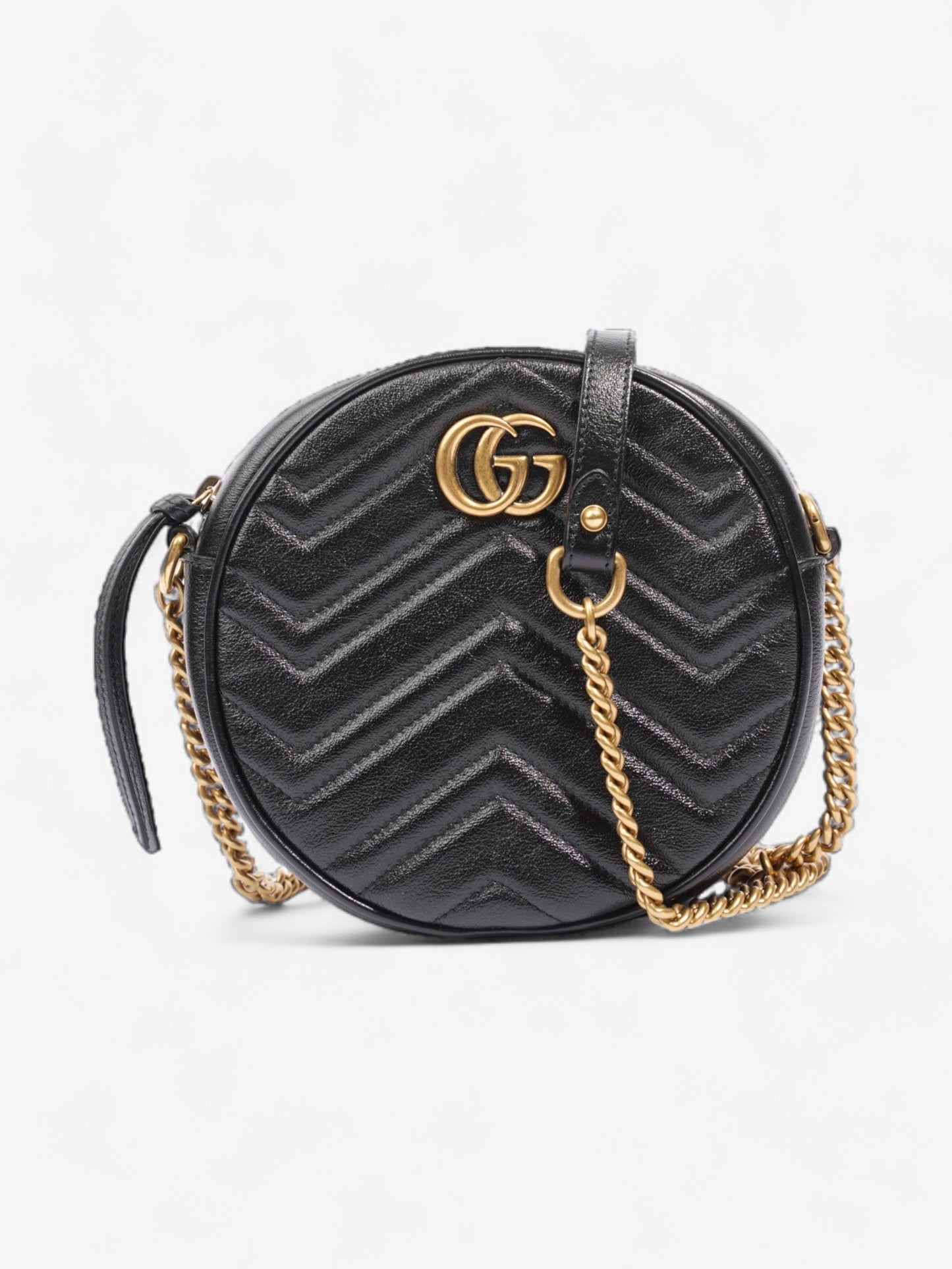 Gucci Marmont Round Bag Black Matelasse Leather