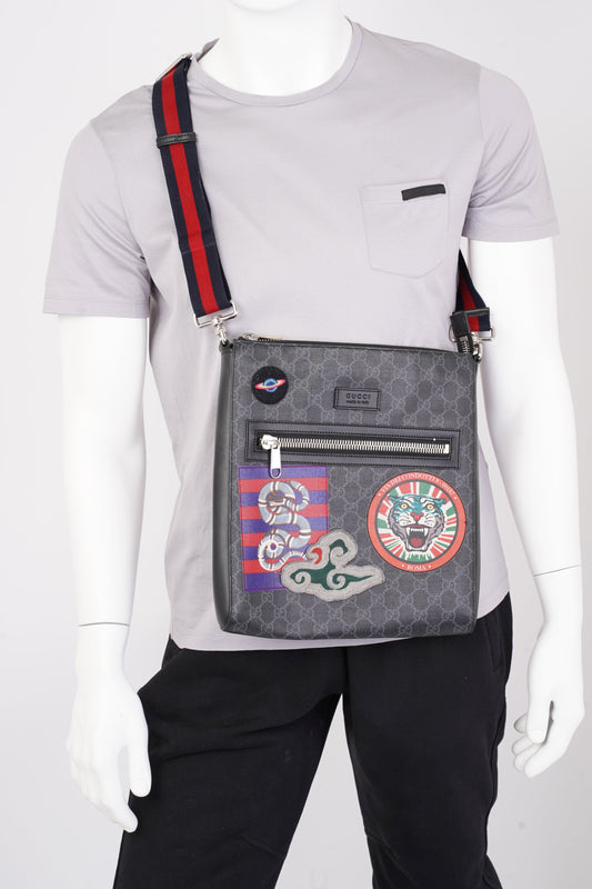 Gucci Night Courrier messenger bag Black GG Supreme Coated Canvas
