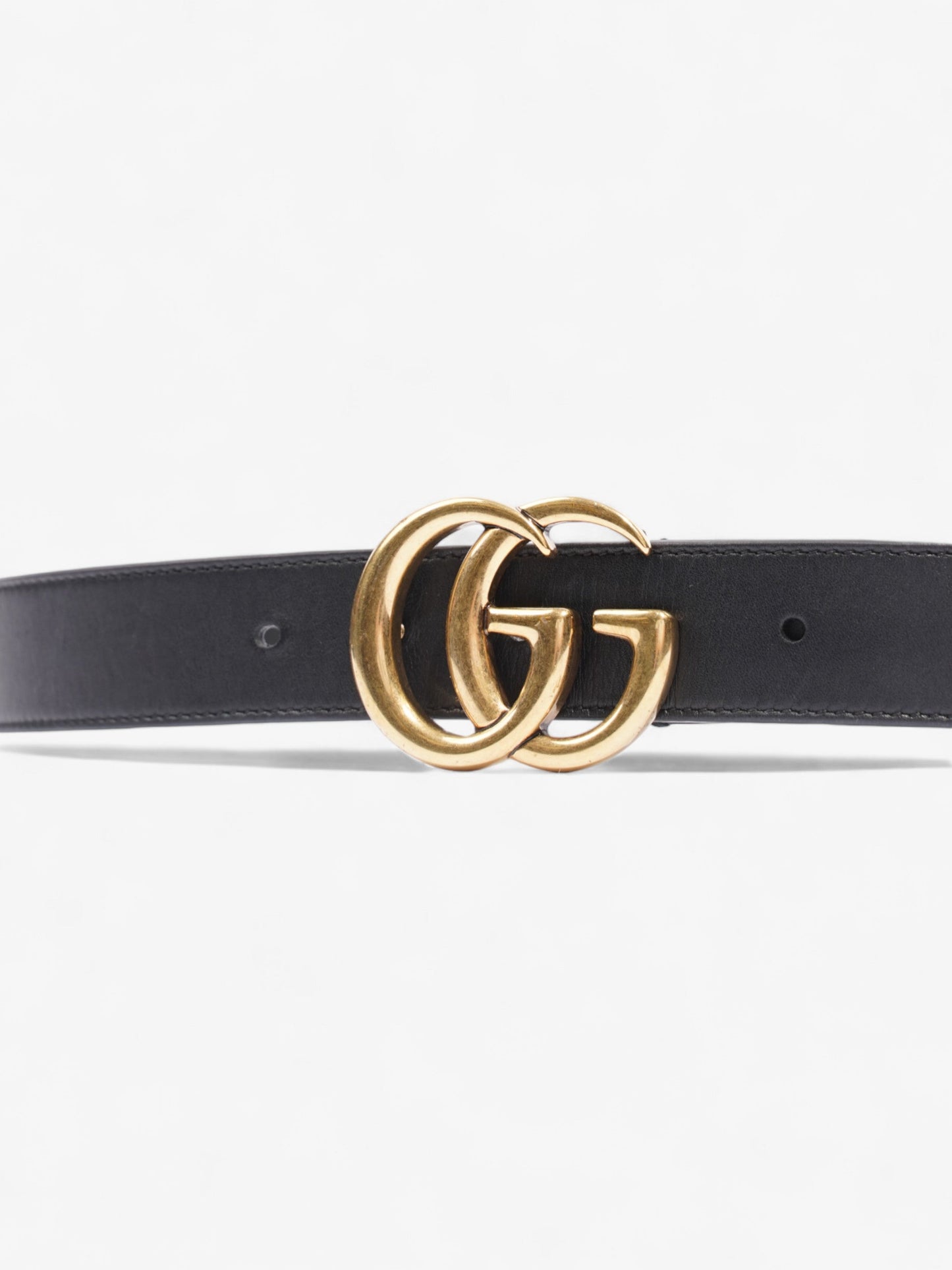 Gucci GG Marmont Thin Belt Black / Gold Leather 80cm / 32"