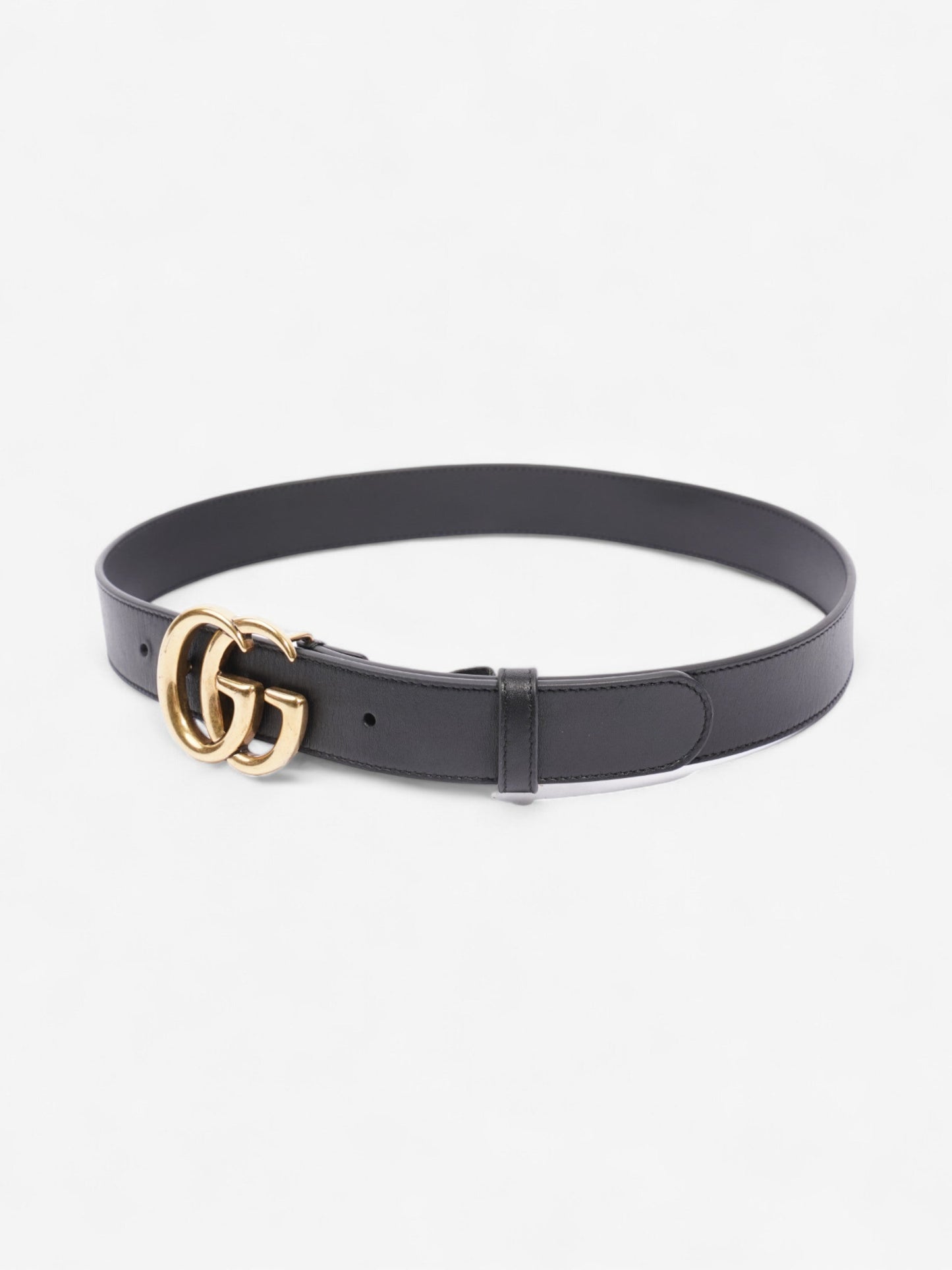 Gucci GG Marmont Thin Belt Black / Gold Leather 80cm / 32"