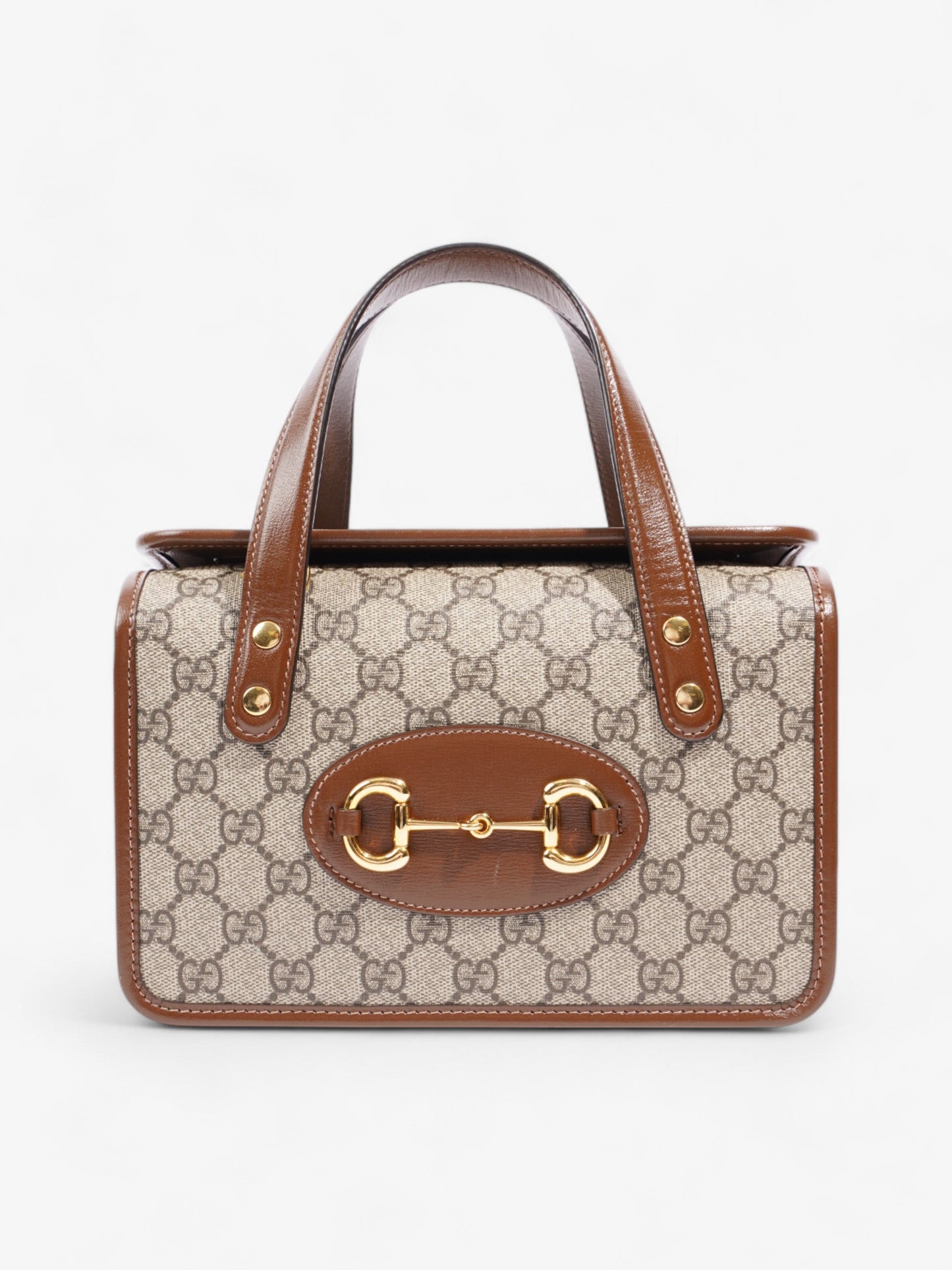 Gucci Horsebit 1955 Top Handle GG Supreme / Brown Coated Canvas Mini