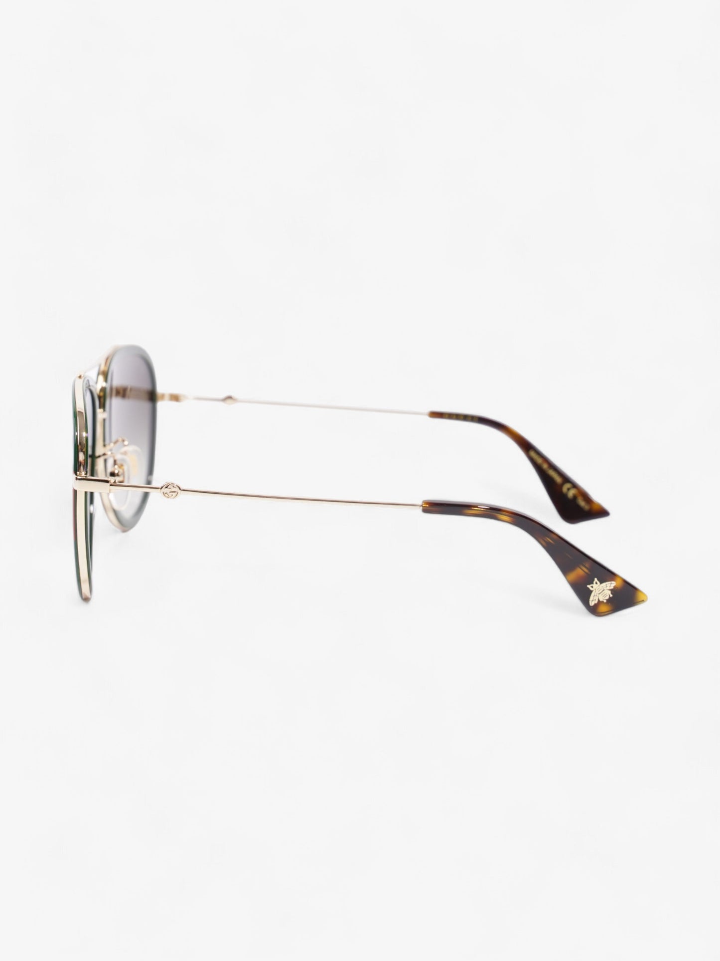 Gucci Web Aviator  Gold / Green / Red Acetate 140mm